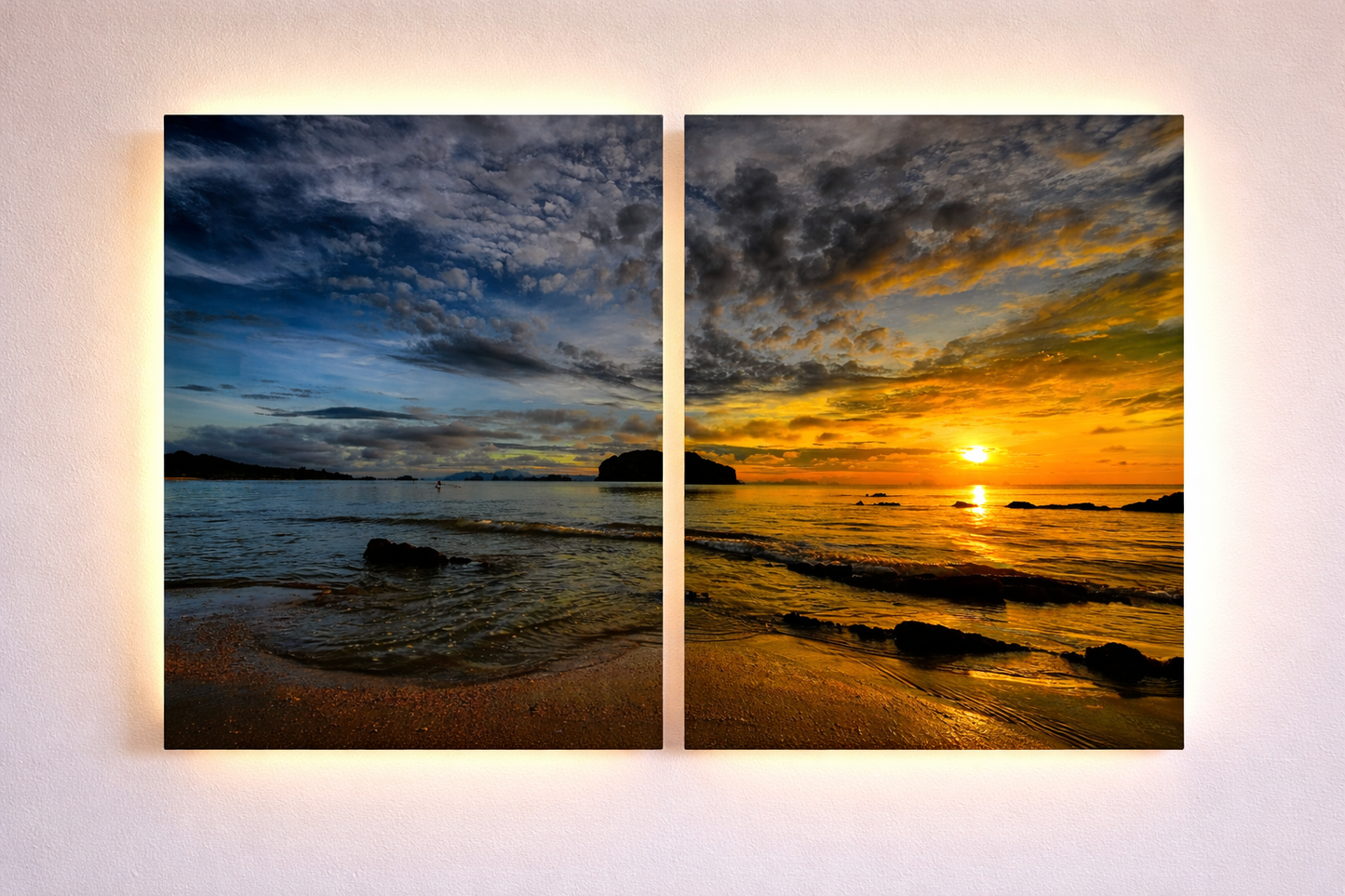Dittico foto su metallo paesaggio tramonto con sistema magnetico | Markaink