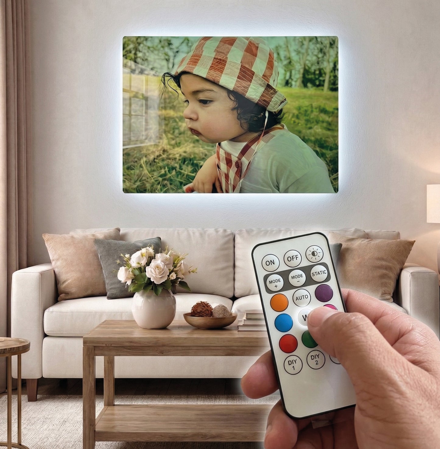 Telecomando LED RGB per quadro foto su metallo con 16 colori | Markaink